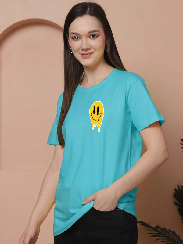 Women_Turquoise_Blue_Do_What_Makes_You_Happy_Print_Oversized_Tshirt