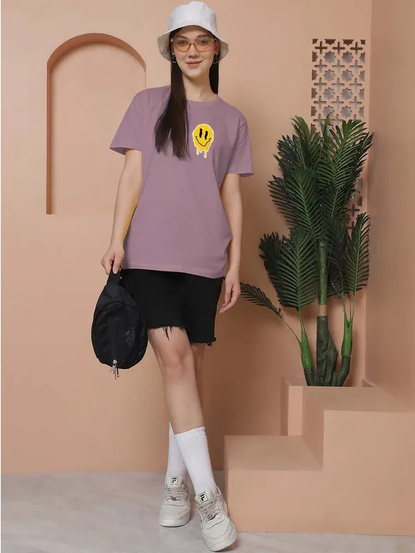 Women_Dark_Purple_Do_What_Makes_You_Happy_Print_Oversized_Tshirt