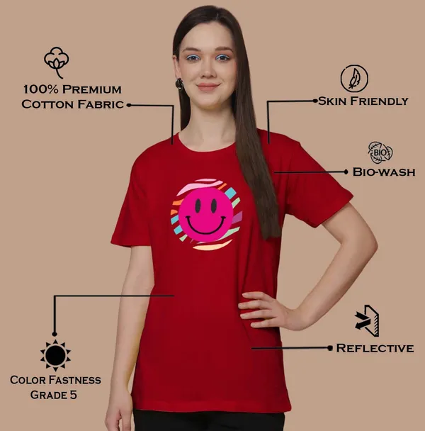Women_Red_Smiley_Print_Oversized_Tshirt