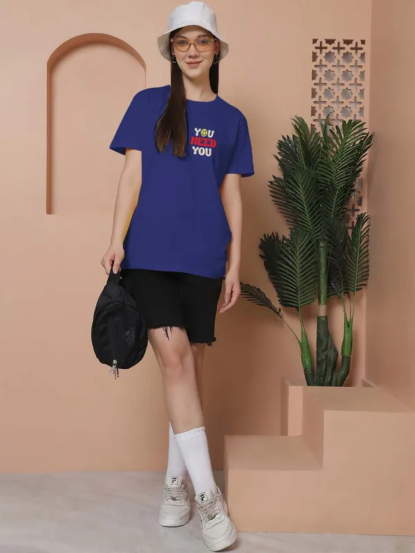 Women_Blue_Need_You_Print_Oversized_Tshirt