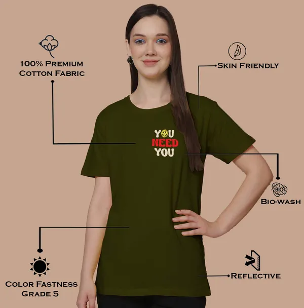 Women_Olive_Green_Need_You_Print_Oversized_Tshirt