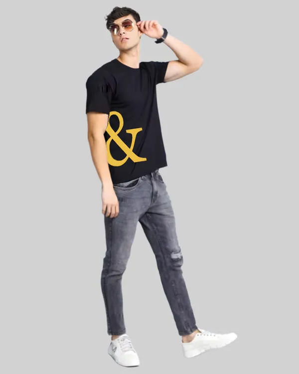 Black_Printed_Half_Sleeve_Cotton_T-Shirt_For_Men