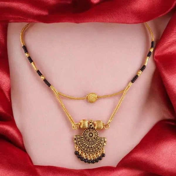 Gold_Charming_Gold_Plated_Mangalsutra_|_Modern_2_-_Line_Design,_22K_Plating_For_Women