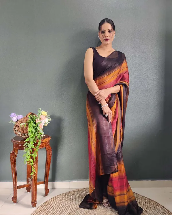 Orange_Colour_1-Minute_Ready_To_Wear_Naylon_Saree_With_Blouse_Piece