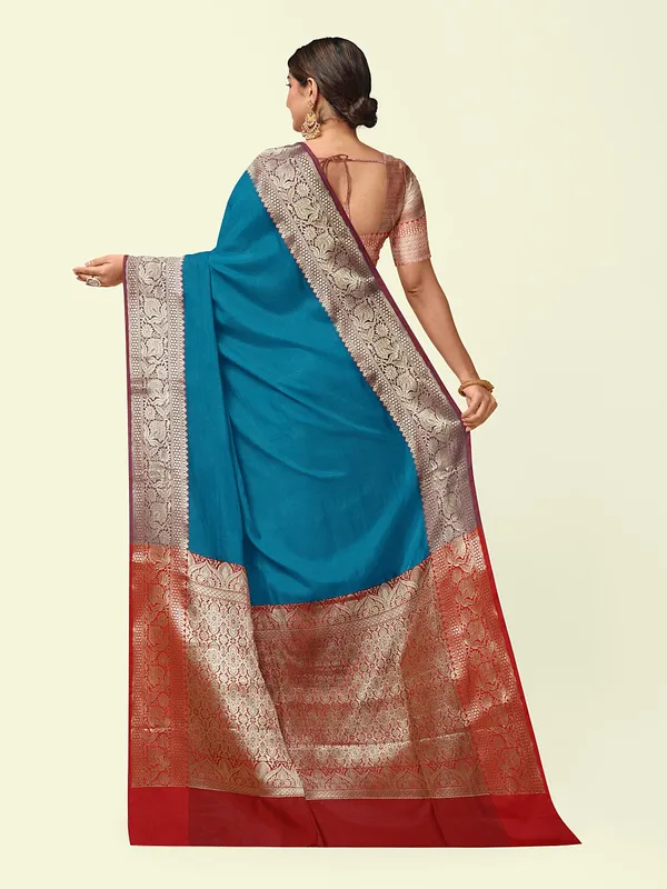 Cerulean_Blue_Valkalam_Katan_Silk_Banarasi_Sarees_For_Women