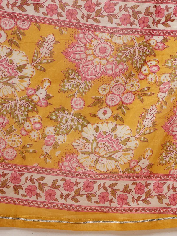 Yellow_Pure_Cotton_Floral_Anarkali_Gota_work_Flair_Suit_Set