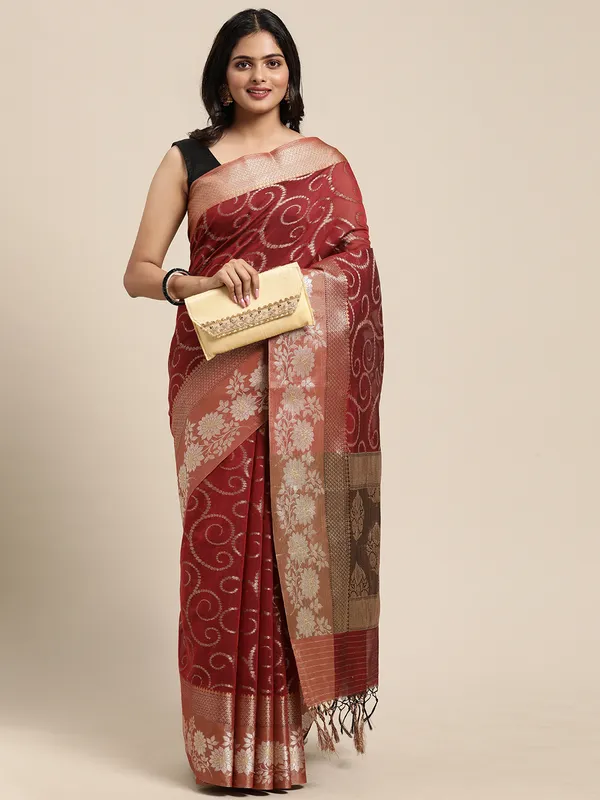 Red_Masrise_Cotton/Cotton_Banarasi_Sarees_For_Women