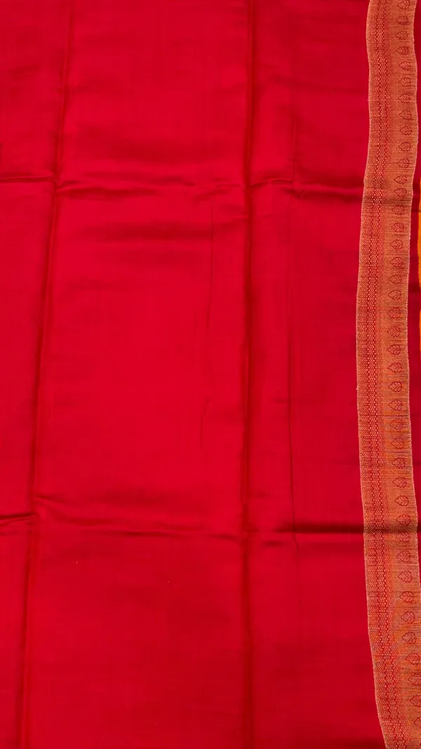 Humairah_Pure_Handloom_Red_Chiniya_Silk_Floral_Minakari_Zari_Booti_with_Paisley_Mina_Zari_Border_and_Rangkaat_Paisley_Pallu_with_Red_Blouse
