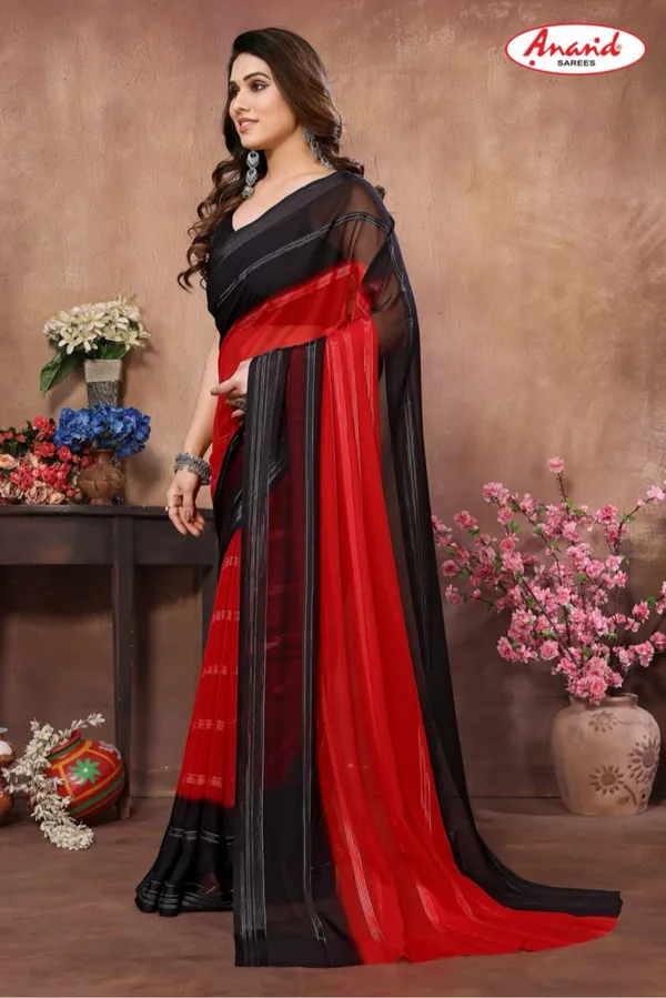 Embellished,_Self_Design,_Ombre,_Dyed_Bollywood_Georgette_Saree_(Red,_Black)
