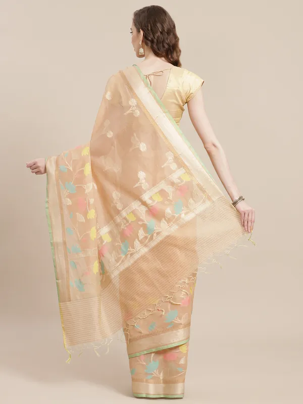 Beige_Masrise_Cotton/Cotton_Banarasi_Sarees_For_Women