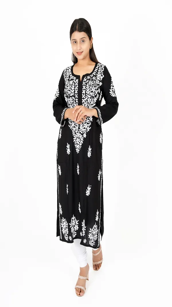 Black_Modal_Silk_Casual_Long_Kurti_For_Women
