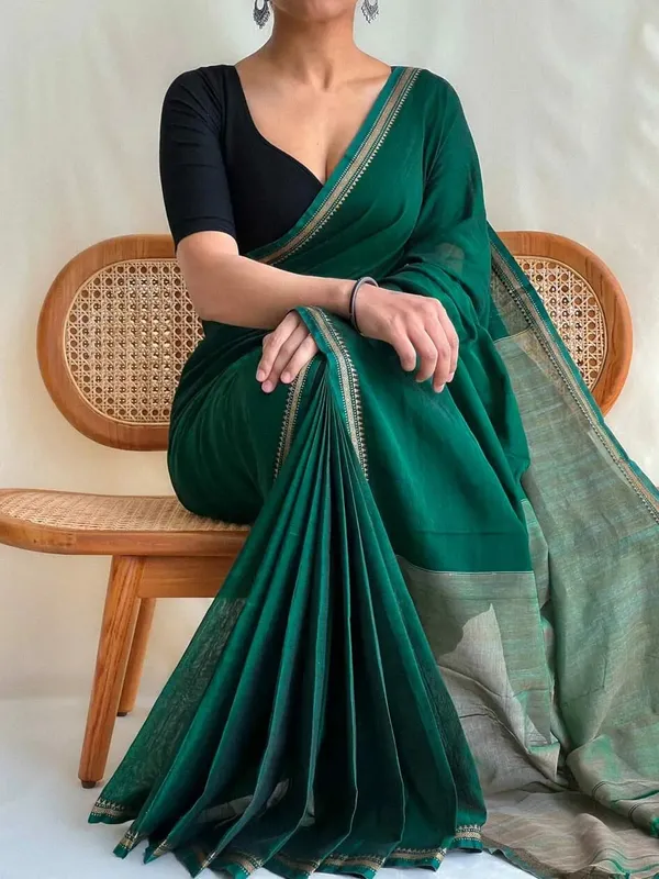 Bottle_Green_Ashwini_Narayanpeth_Pure_Mercerised_cotton_Handloom_Saree_With_Running_Blouse_Piece_(Same_as_saree)