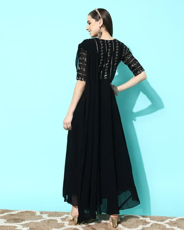 Black_Georgette_Sequence_Zari_Embroidery_A_Line_Gown_With_Attached_Dupatta