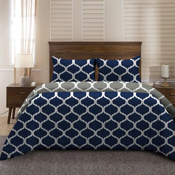 Microfiber_Reversible_Double_Bed_Queen_Size_Abstract_Printed_Duvet_Cover,_Dark_Blue_&_Grey