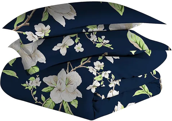 Microfiber_Reversible_Double_Bed_Queen_Size_Floral_Printed_Duvet_Cover,_Green_&_Navy_Blue