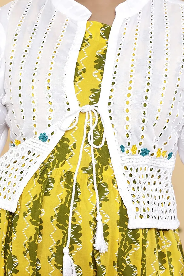 Maternity_Wear_Yellow_Zig_Zag_Printed_Anarkali_Anarkali_Kurta/Gown_With_Schiffli_Jacket
