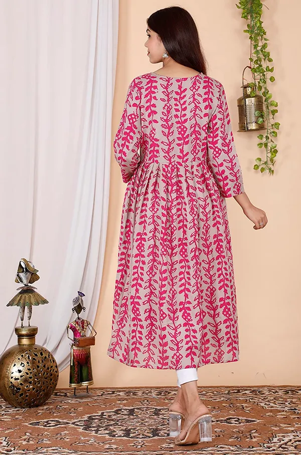 Maternity_Wear_Cotton_Bandhej_Printed_Anarkali__Side_Slit/_Nyra_Cut_Kurta_with_conceled_Zip_on_both_side