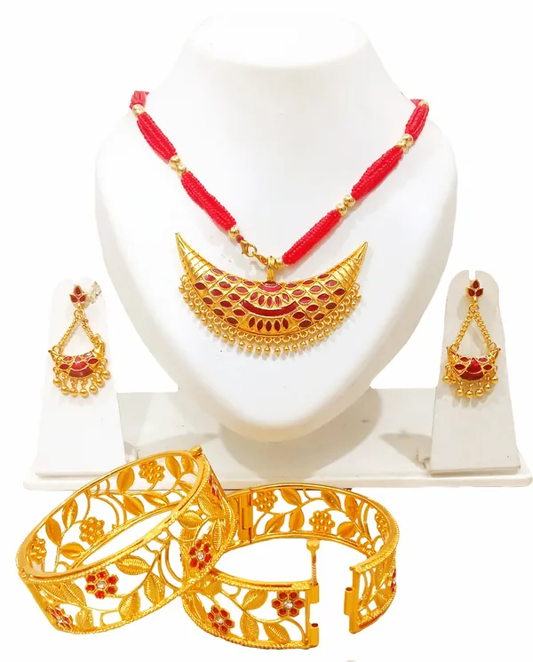 BG gold Assamese Jewellery Bridal Set For Women Girl Price in