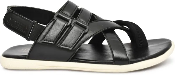 Black_Memory_Foam_Striped_Velcro_Fastening_Casual_Sandal_For_Men
