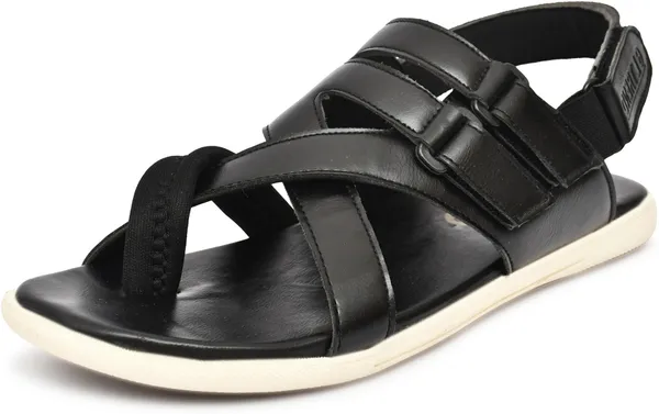 Black_Memory_Foam_Striped_Velcro_Fastening_Casual_Sandal_For_Men