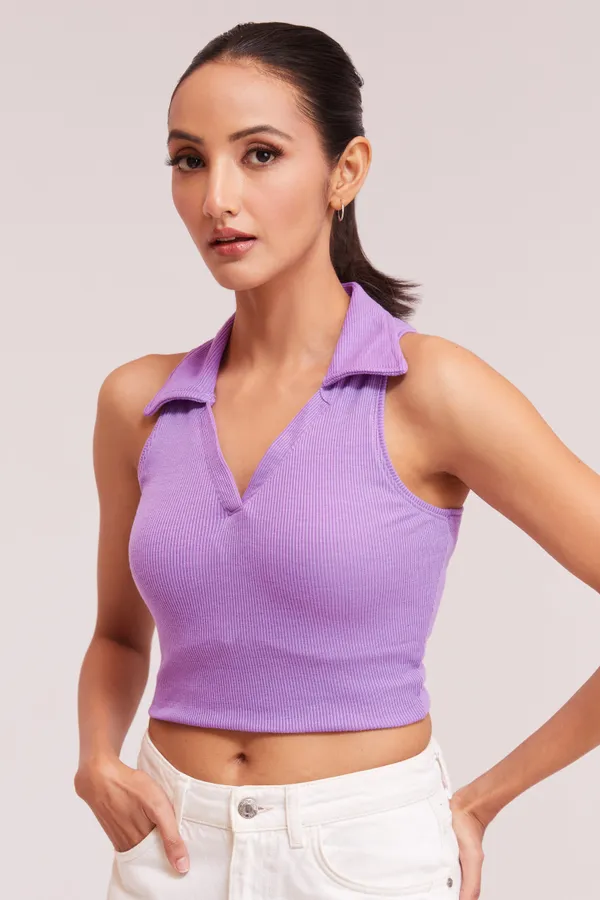 Periwinkle_Sleeveless_V-Neck_Slim_Fit_Collared_Tank_Crop_Tops_For_Women