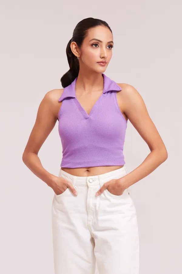 Periwinkle_Sleeveless_V-Neck_Slim_Fit_Collared_Tank_Crop_Tops_For_Women
