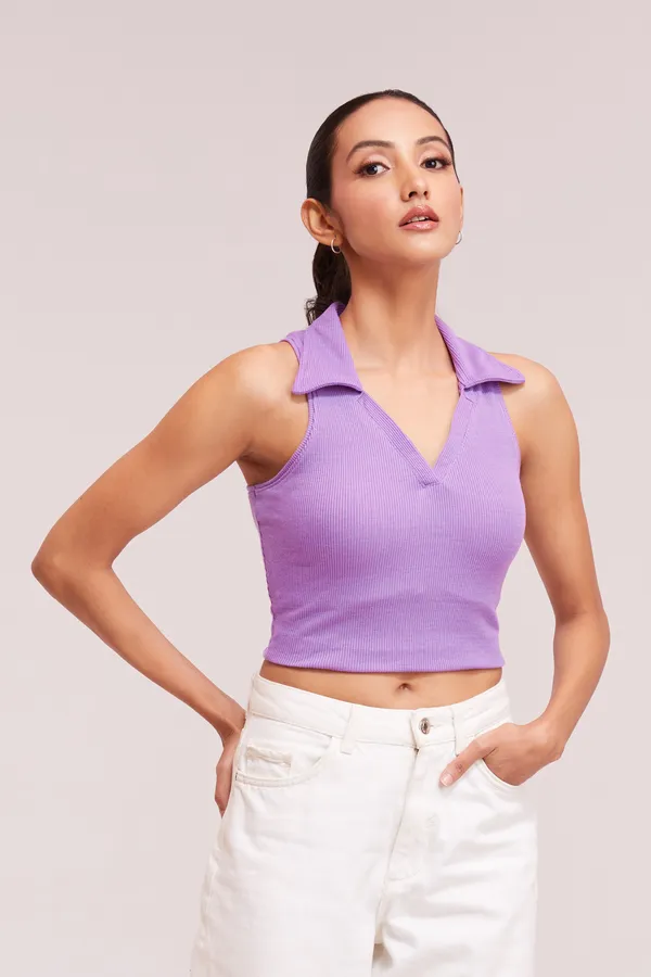 Periwinkle_Sleeveless_V-Neck_Slim_Fit_Collared_Tank_Crop_Tops_For_Women
