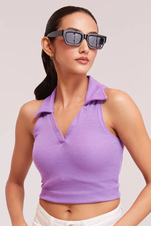 Periwinkle_Sleeveless_V-Neck_Slim_Fit_Collared_Tank_Crop_Tops_For_Women