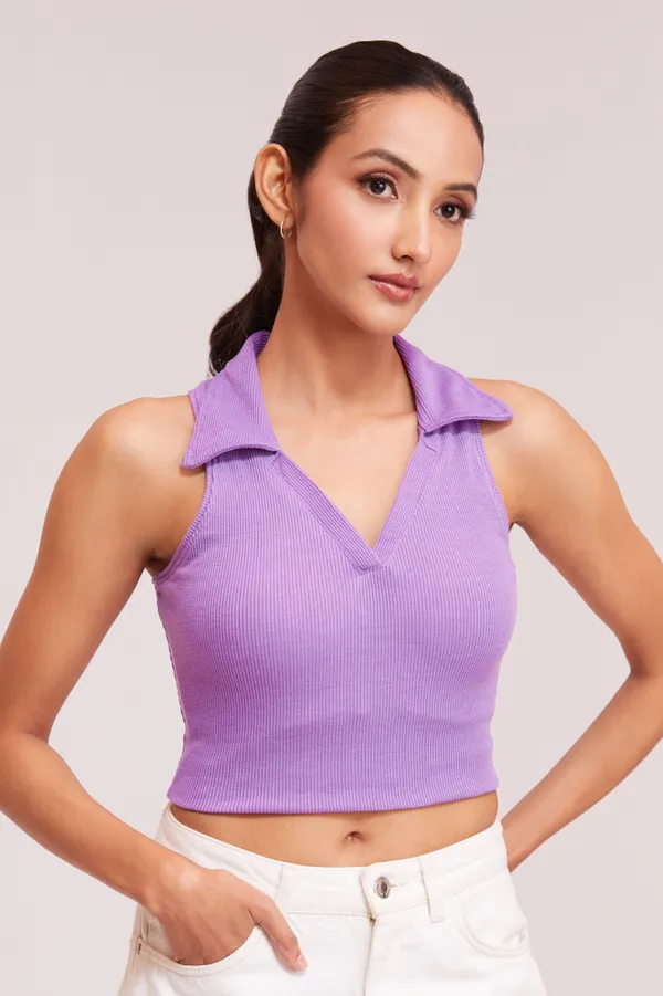 Periwinkle_Sleeveless_V-Neck_Slim_Fit_Collared_Tank_Crop_Tops_For_Women