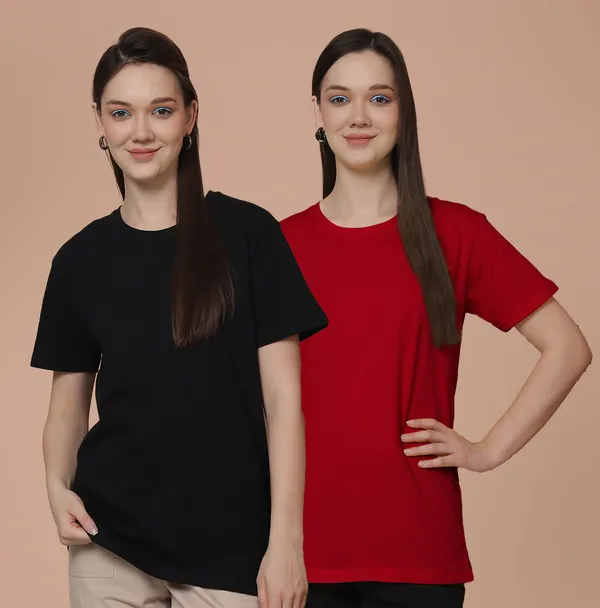 Women_Black_&_Red_Round_Neck_Oversized_Tshirt