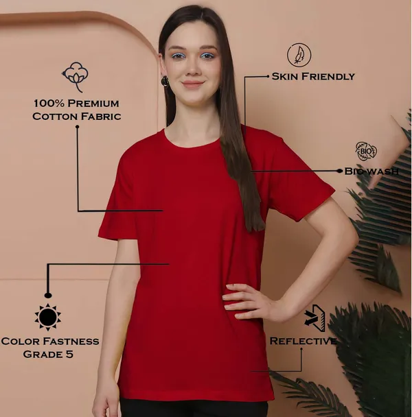 Women_White_&_Red_Round_Neck_Oversized_Tshirt