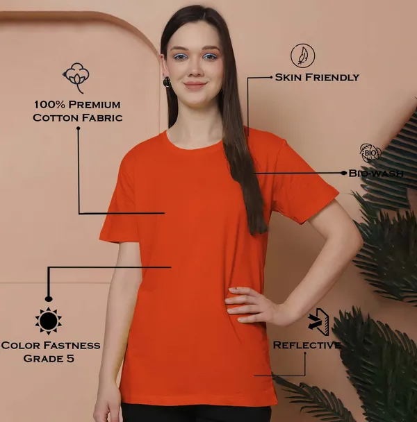 Women_White_&_Orange_Round_Neck_Oversized_Tshirt
