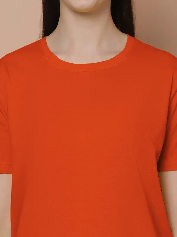 Women_Red_&_Orange_Round_Neck_Oversized_Tshirt