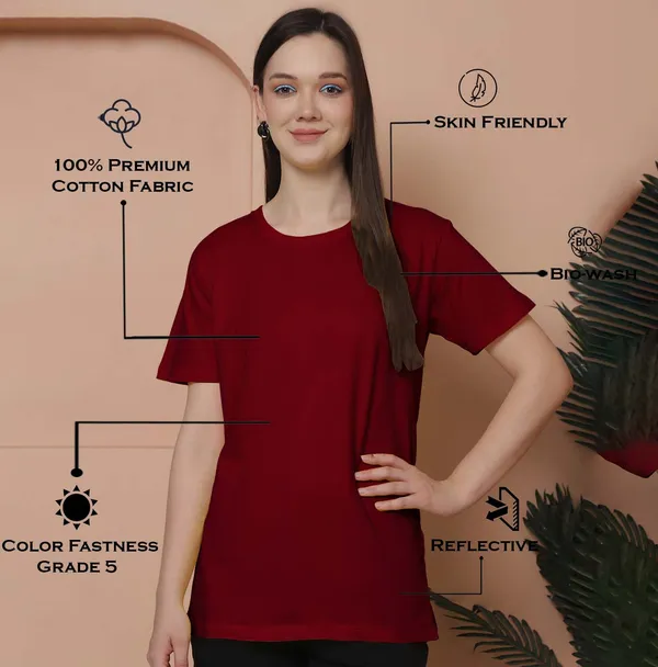 Women_Red_&_Maroon_Round_Neck_Oversized_Tshirt