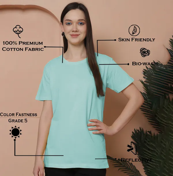 Women_Grey_&_Light_Turquoise_Round_Neck_Oversized_Tshirt