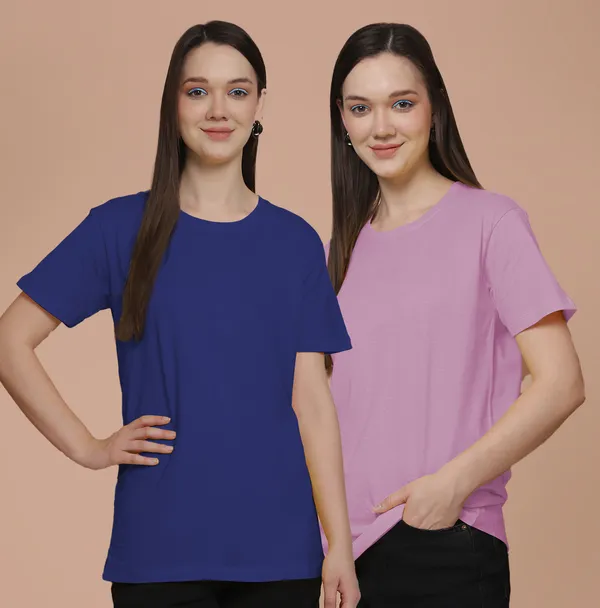 Women_Blue_&_Purple_Round_Neck_Oversized_Tshirt