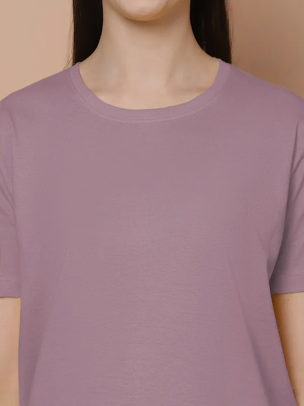Women_Yellow_&_Dark_Purple_Round_Neck_Oversized_Tshirt
