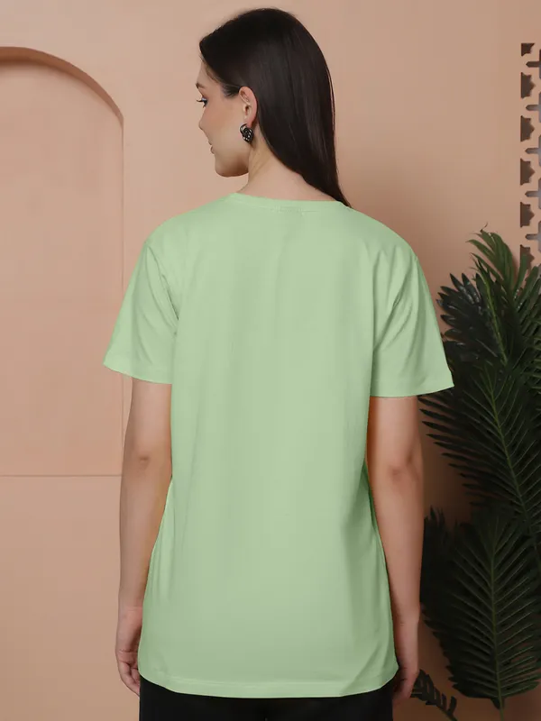 Women_Orange_&_Sea_Green_Round_Neck_Oversized_Tshirt
