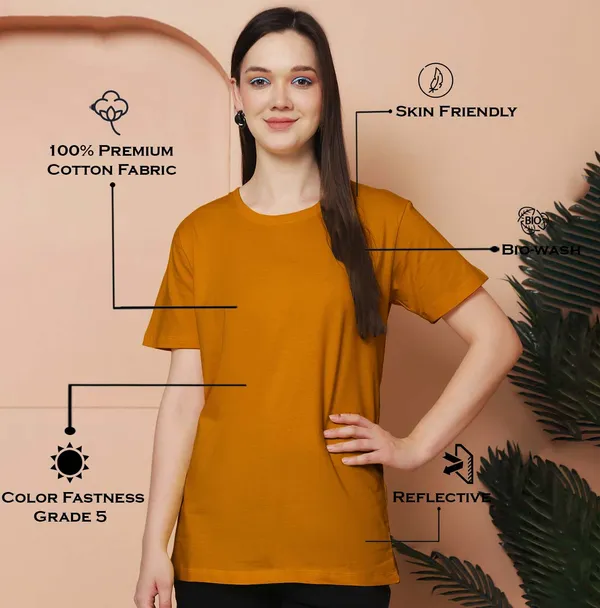 Women_Maroon_&_Mustard_Round_Neck_Oversized_Tshirt