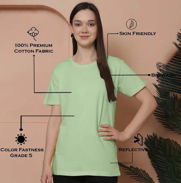 Women_Maroon_&_Sea_Green_Round_Neck_Oversized_Tshirt