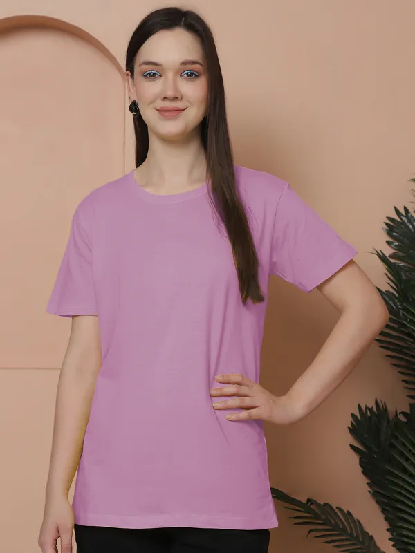 Women_Purple_&_Olive_Green_Round_Neck_Oversized_Tshirt