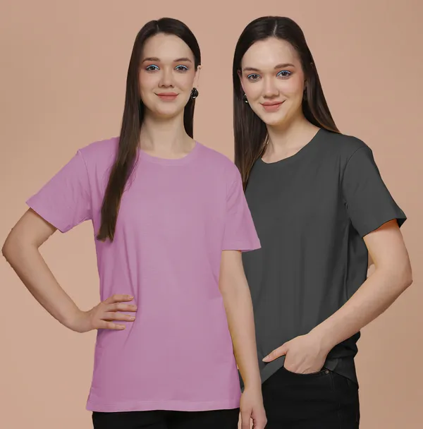 Women_Purple_&_Grey_Round_Neck_Oversized_Tshirt