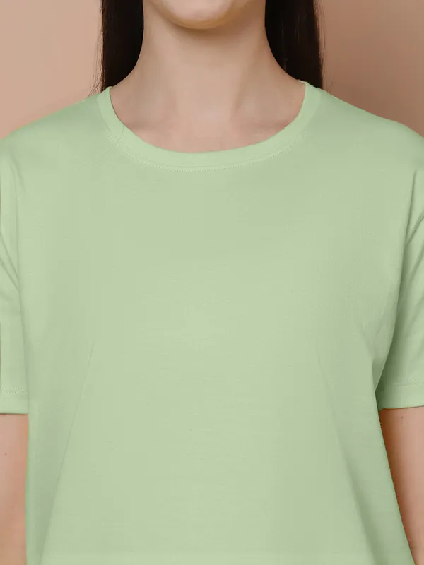 Women_Dark_Purple_&_Sea_Green_Round_Neck_Oversized_Tshirt