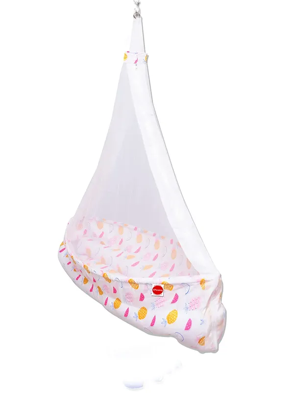 Fruity_Baby_Cradle_with_Attached_Bed_and_Mosquito_net_and_Window_Cradle_Metal_Hanger_(Pink)