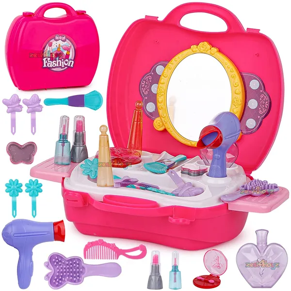 Beauty_Makeup_Kit_for_Doll_Girls_Cosmetic_Set_Kit_Hair_Salon_with_21_PCS_Makeup_Accessories_Portable_Pretend_Play_Fashion_Set_Toy_for_Kids_Hair_Salon_-_()