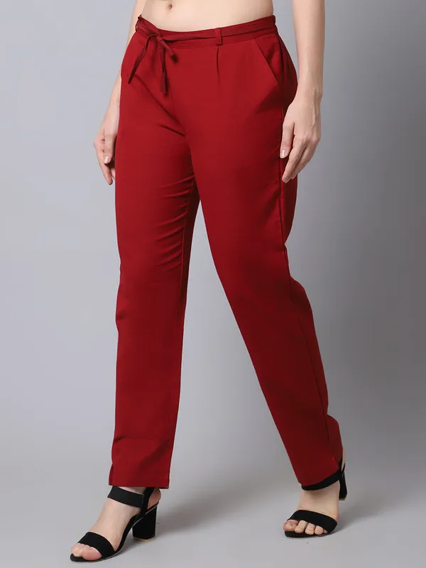 Maroon_Pleat-front_Cigrette_Pants