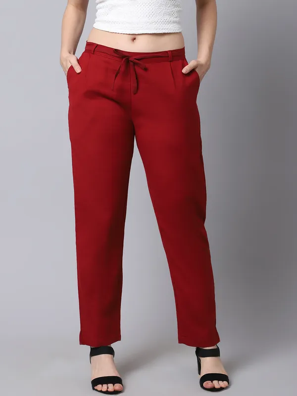 Maroon_Pleat-front_Cigrette_Pants