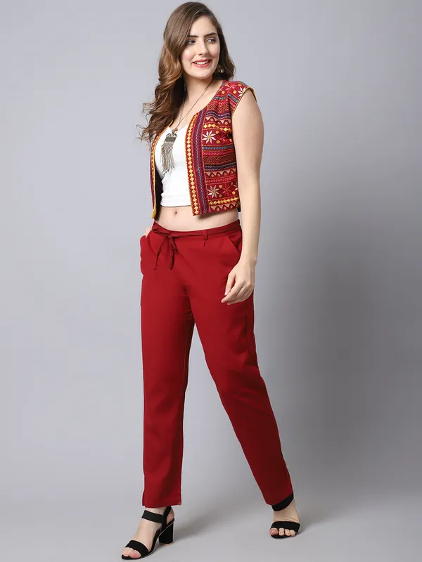 Maroon_Pleat-front_Cigrette_Pants