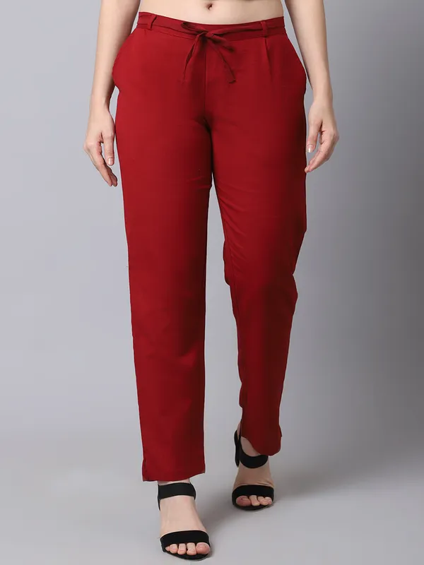 Maroon_Pleat-front_Cigrette_Pants