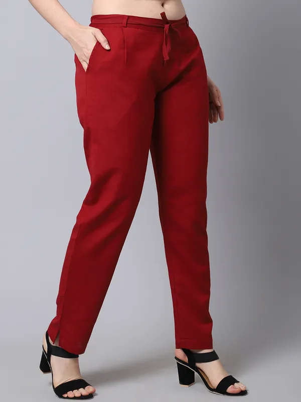 Maroon_Pleat-front_Cigrette_Pants